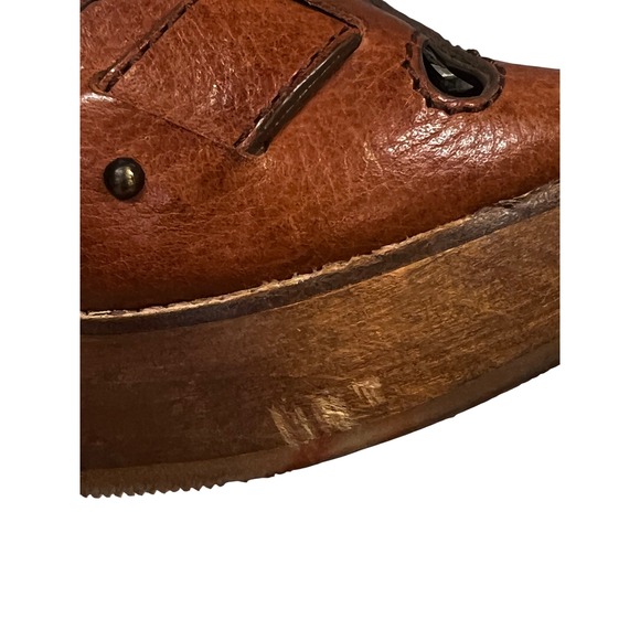 Chloe‎ Leather Heeled Platform Sandals, Ankle Strap Wooden Heels, Size 40 - Picture 10 of 11